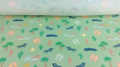 SALE! Jersey Kinder Stoff Shirt`s Pump Hosen Grün mit Palmen