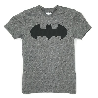 Batman Shirt Mens Small Gray Black Bat Short Sleeve Graphic Pullover Lightweight