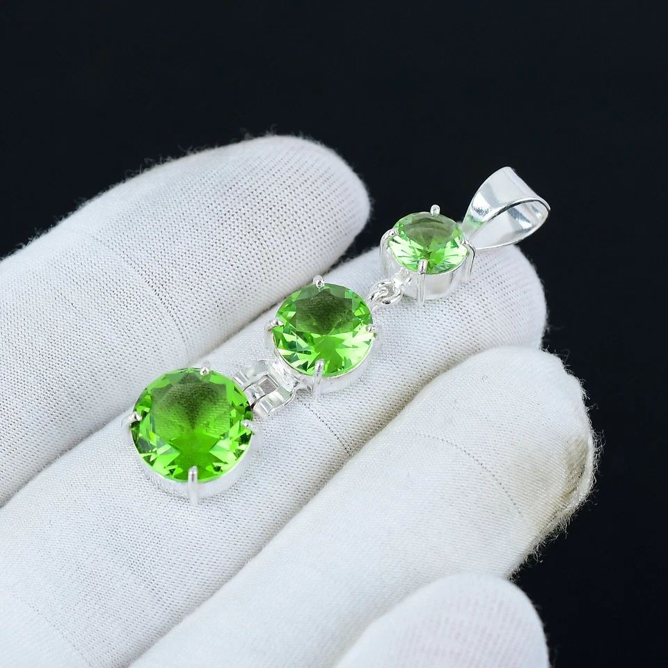 Peridot Edelstein Handgemacht 925 Sterling Silber Anhänger August Monatsstein - Bild 3 von 4