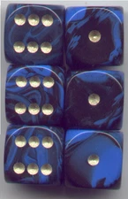NEW Dice Set of 6 D6 (15mm) - Oblivion Blue