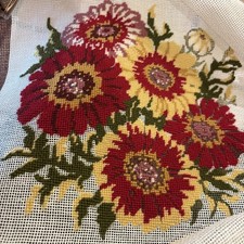 Floral Bloom Needlepoint Partial Design Mesh Canvas 11 Design Area