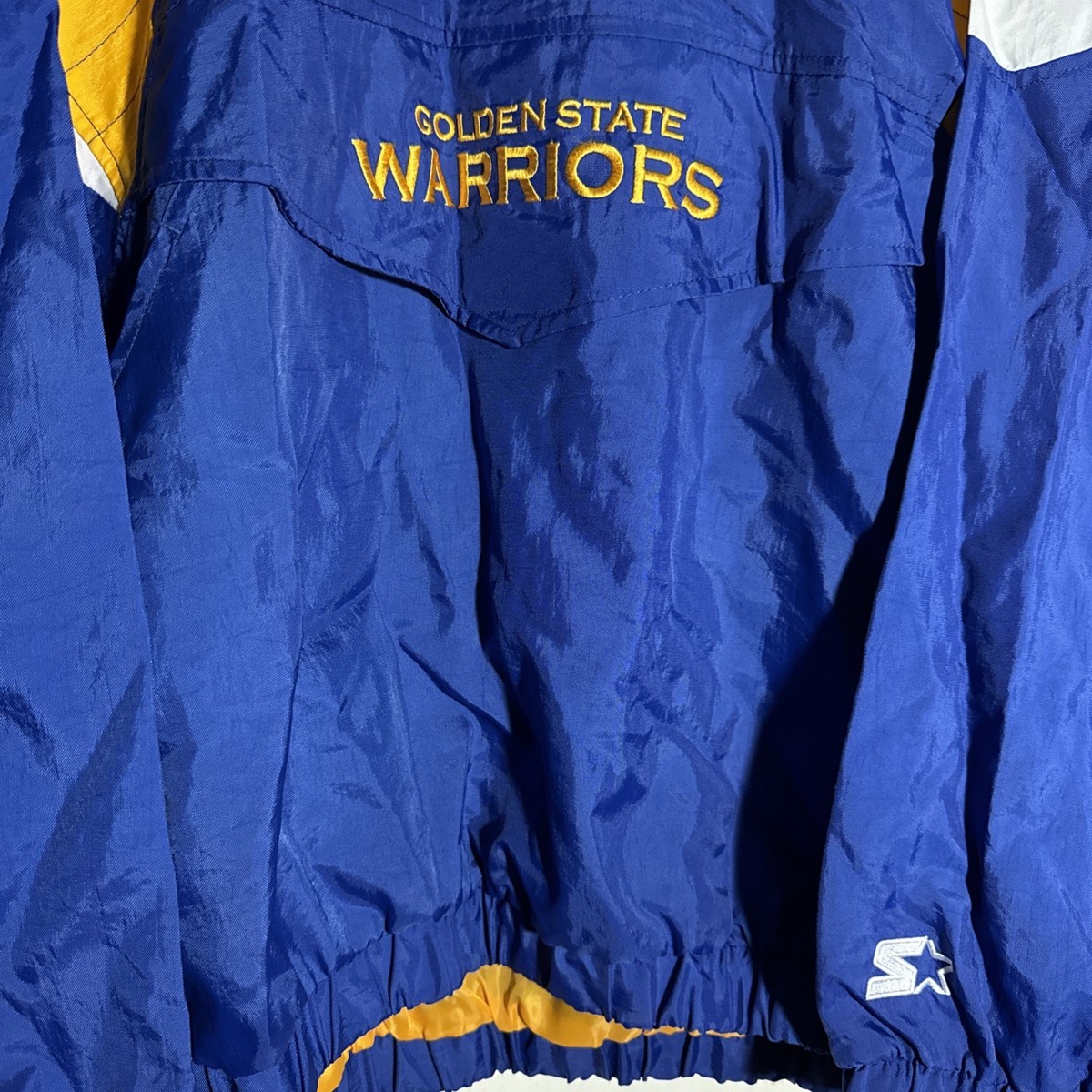 VTG 90s NBA GOLDEN STATE WARRIORS STARTER PULLOVER JACKET 1/4 Zip