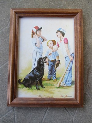 Lew Stamm 5 x 7-inch Print ''illegal outfielder'' Vintage 1979 Framed 6 x 8-inches