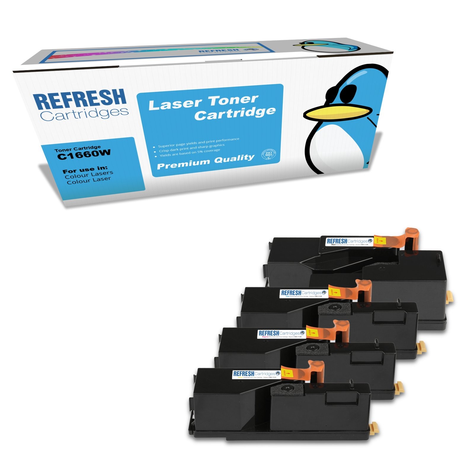 Refresh Cartridges Full Set Pack C1660W Toner Compatible With Dell Printers