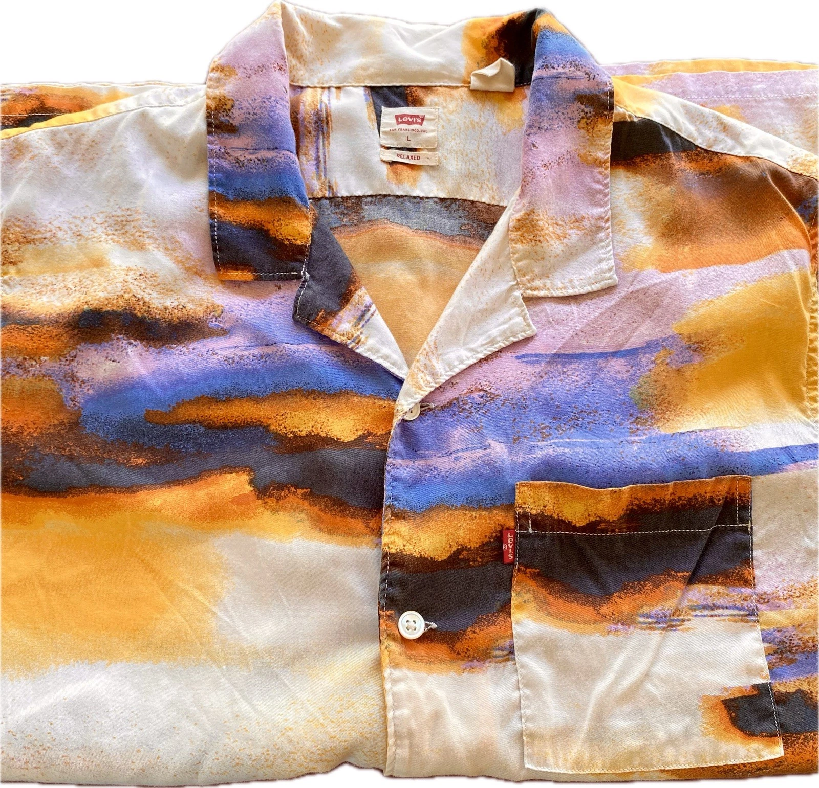 Levi’s Premium Sunset Camp Short Sleeve Button Up T Shirt Adult Size L