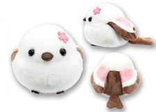 Amuse Fukufuku Shimaenaga Sakura Plush 4.7in Long-Tailed Tit Bird Japan