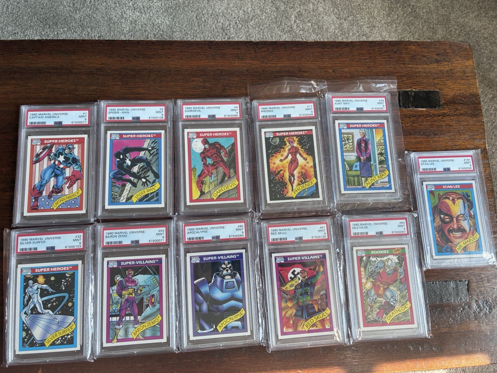 Lot Of 11 1990 Impel Marvel Universe PSA 9 Captain America  Spider-Man Stan Lee