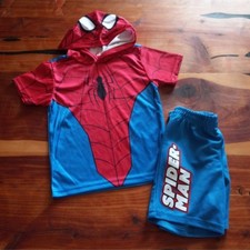 Marvel Spider-Man Performance Hooded Graphic Tee  Mesh Short Set Boys 5