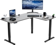 VIVO Gray / Black Electric 63" x 47" Corner Standing Desk