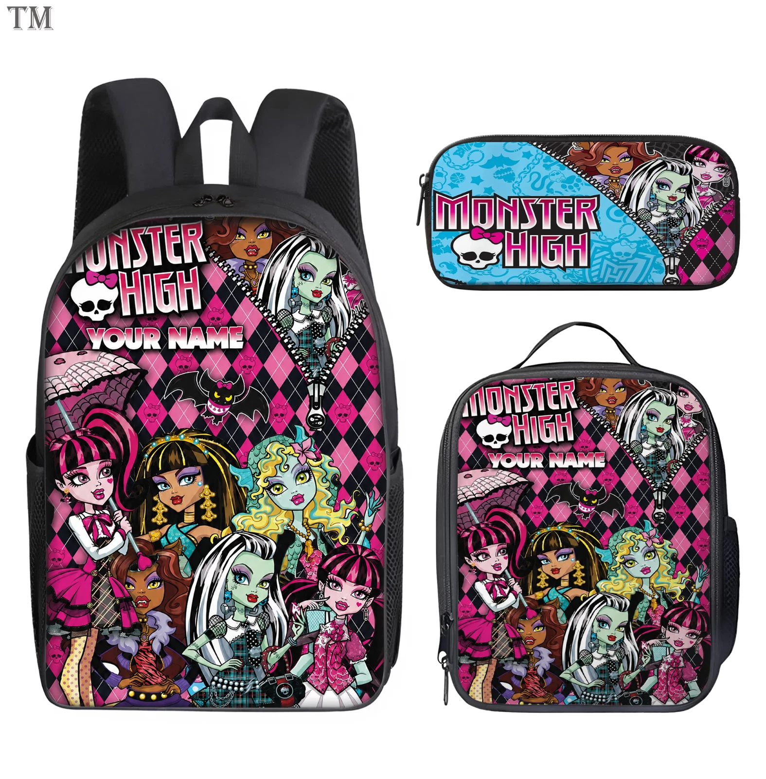 Personalized Monster Backpack Set, Custom Name School Bag