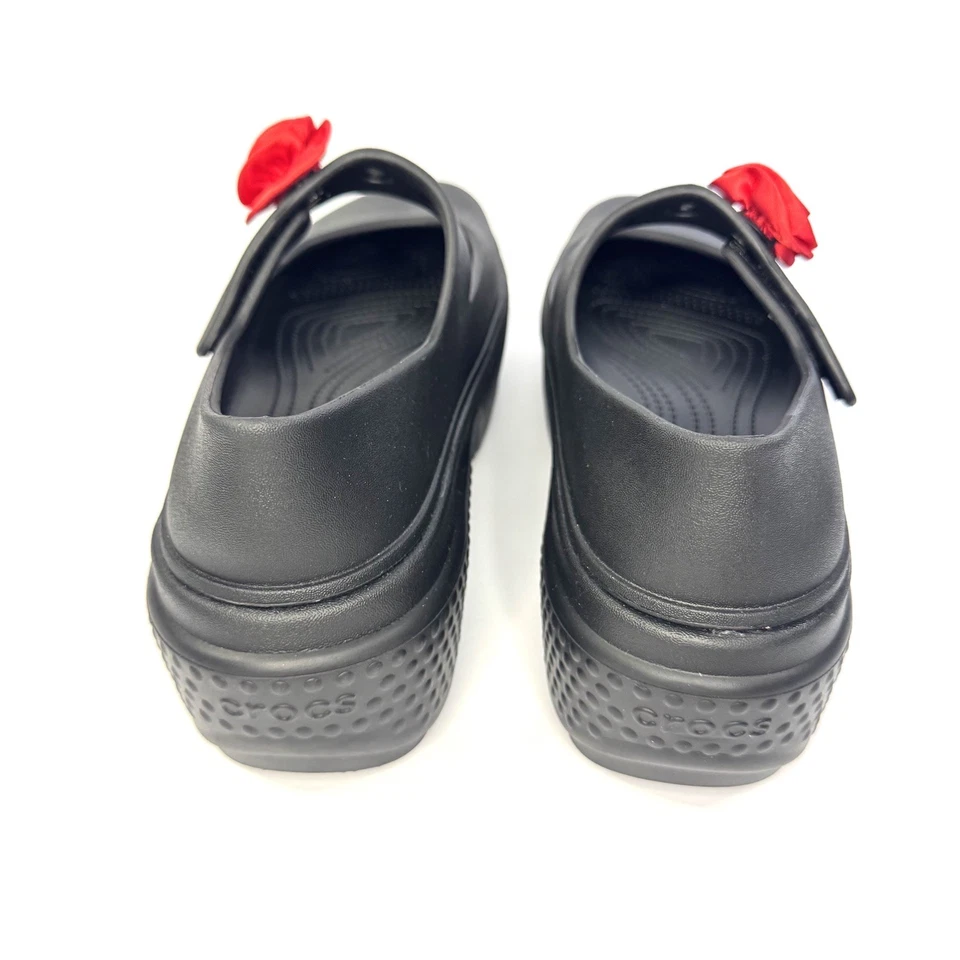Crocs Stomp Rosette Mary Jane Black  Red Rose Platform Gothic Womens Size 10 New - Image 2 of 4