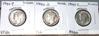 1940-P VERY FINE / 1940-D FINE / 1943-S MINT STATE SILVER MERCURY DIMES