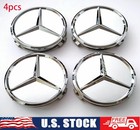 4 x 75mm/2.95in Chrome Emblem Logo For Mercedes Benz C E S Wheel Center Hub Caps