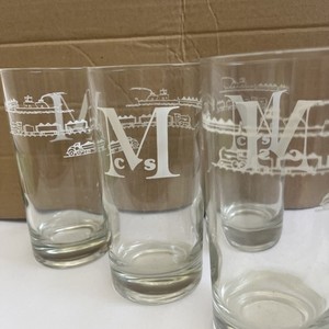 MCS Coal Railroad Boat Transportation 4 Drinking Glasses Collectible