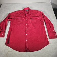 Wrangler Cowboy Shirt PearlSnap Red Long Sleeve Men 2XT Yellowstone Jimmy Dutton