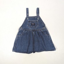 Vintage Oshkosh Skirtall Girls Size 18m Medium Wash Denim Dress