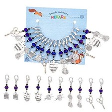 15 Pcs Knitting Stitch Markers, 5 Styles Antique Silver Alloy Knitting Theme