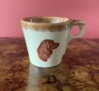 RARE Hull Pottery Mug Off White Lt Brown Drip Glaze Dog Face Setter Spaniel