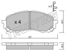 TRUSTING Bremsbeläge Satz Vorne Bremsklötze für SUBARU IMPREZA Stufenheck (GD)