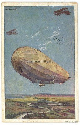 Orig. AK Postkarte Luftflotten-Verein - Zeppelin Luftschiff und Flugzeug