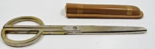 Vintage Art Deco Scissors 9 1/2" + Leather Case   Germany #A3