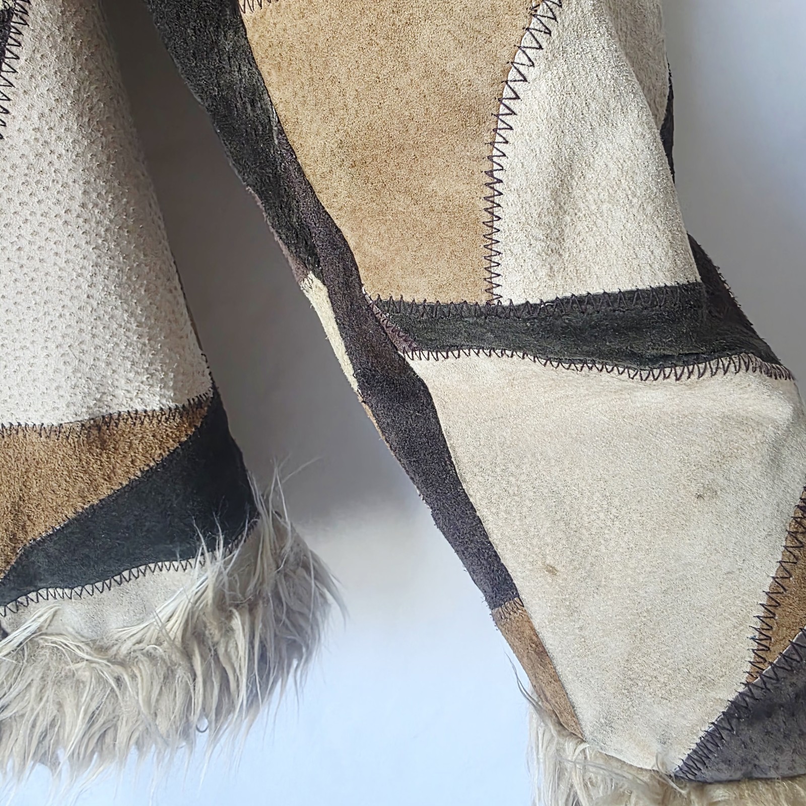 Vtg Outbrook Patchwork Suede Leather Jacket Penny… - image 9