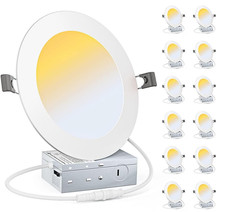 12 Pack 4 Inch 9W LED Ceiling Light 5CCT Ultra-Thin Recessed with Junction Box
