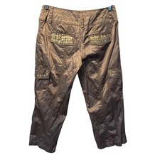 Cache Satin Expresso Coin Embellished Crop Pant New Metallic Kissed New 118 NWT