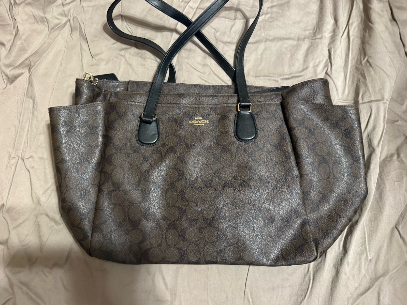 coach diaper bag tote large leather-image