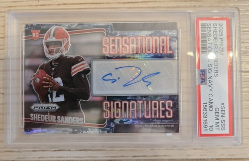 2025 Prizm Sensational Signatures Navy Camo Shedeur Sanders /25 Auto PSA 10 🔥🔥