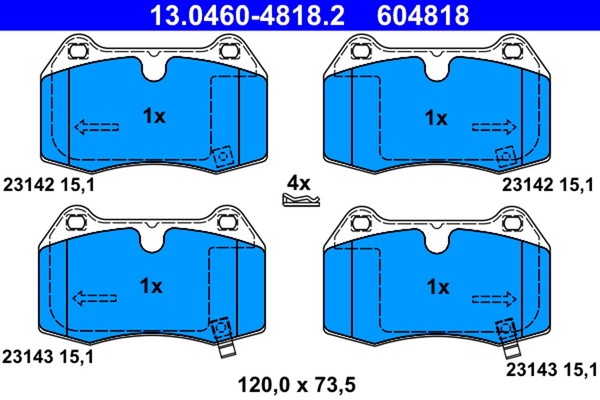 Bremsbelagsatz Scheibenbremse ATE 13.0460-4818.2 FüR Nissan Z33 350Z Roadster-image