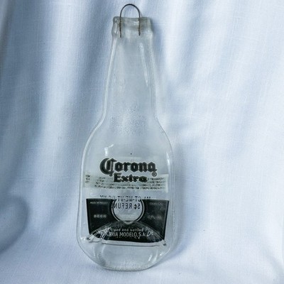 Cervecería Modelo Corona Extra Glass Beer Bottle, Flattened with Wire Hanger