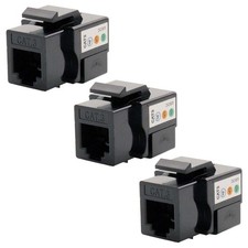 3x Cat3 RJ11 RJ12 Telephone Phone Line Keystone Jack 110 Punch Down 6P6C Black