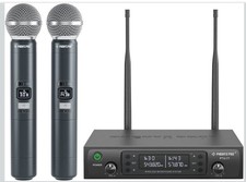 Phenyx Pro Wireless Microphone System, Dual Wireless Mics,w/ 2 Handhelds