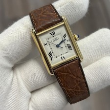 Must De Cartier Tank 18ct Gold Plated 925 Silver Case Quartz Argent