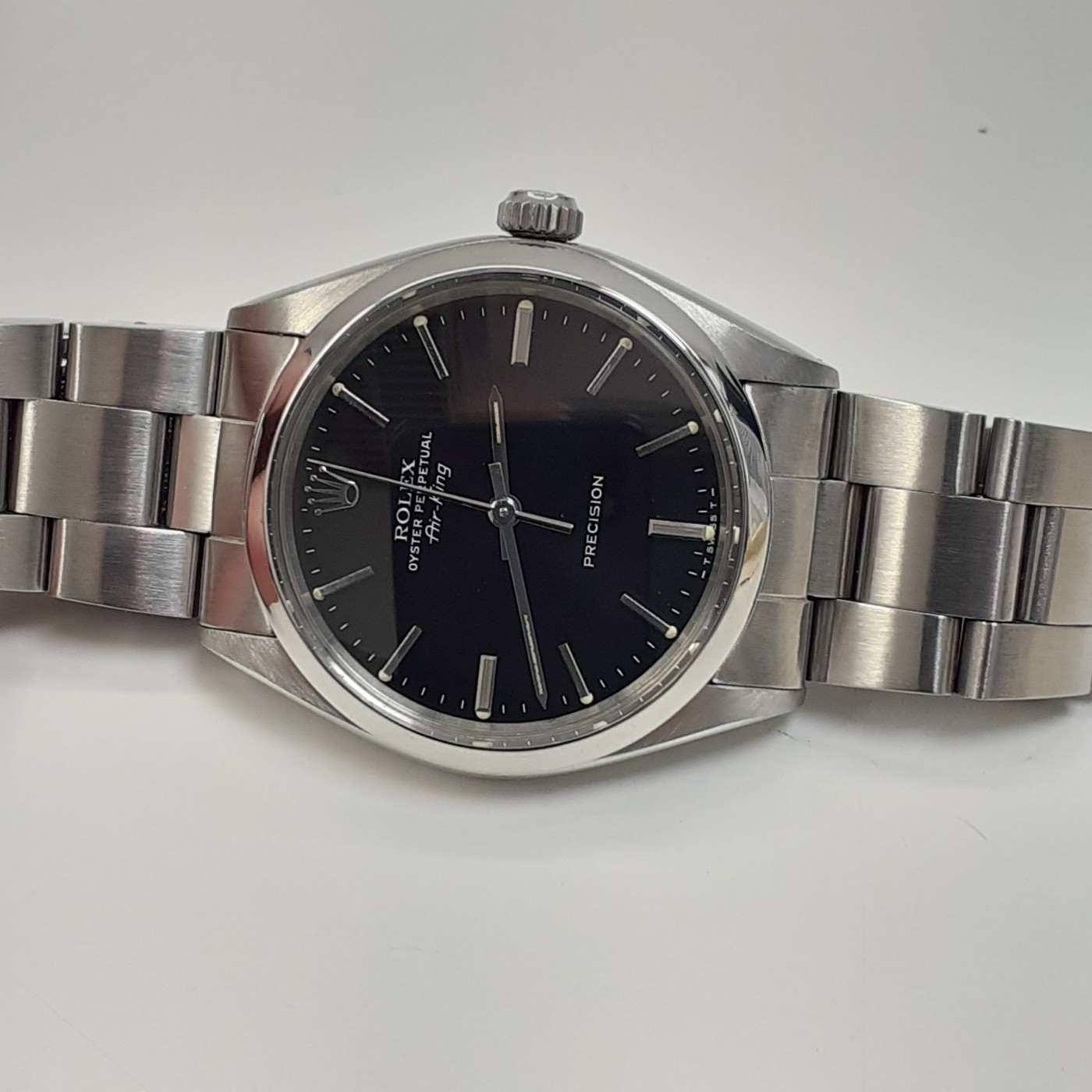 Rolex Air King 5500 34mm Black Dial Oyster Steel Men's Watch 1982 Vintage