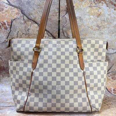 Louis Vuitton Totally MM Tote Bag Canvas Damier Azur Shoulder Bag