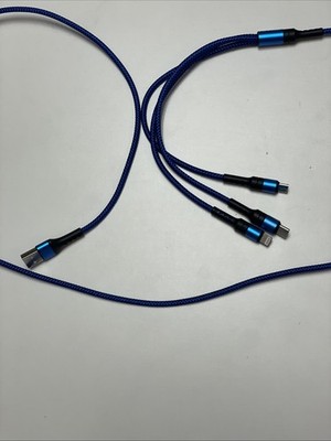 raviad Adapter USB-A auf USB-C, Mini-USB & Lightning, blau, L=1,20m