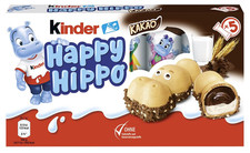 Kinder Happy Hippo Cacao - Confezione da 5, Cialde Croccanti con Crema di Latte e Cacao