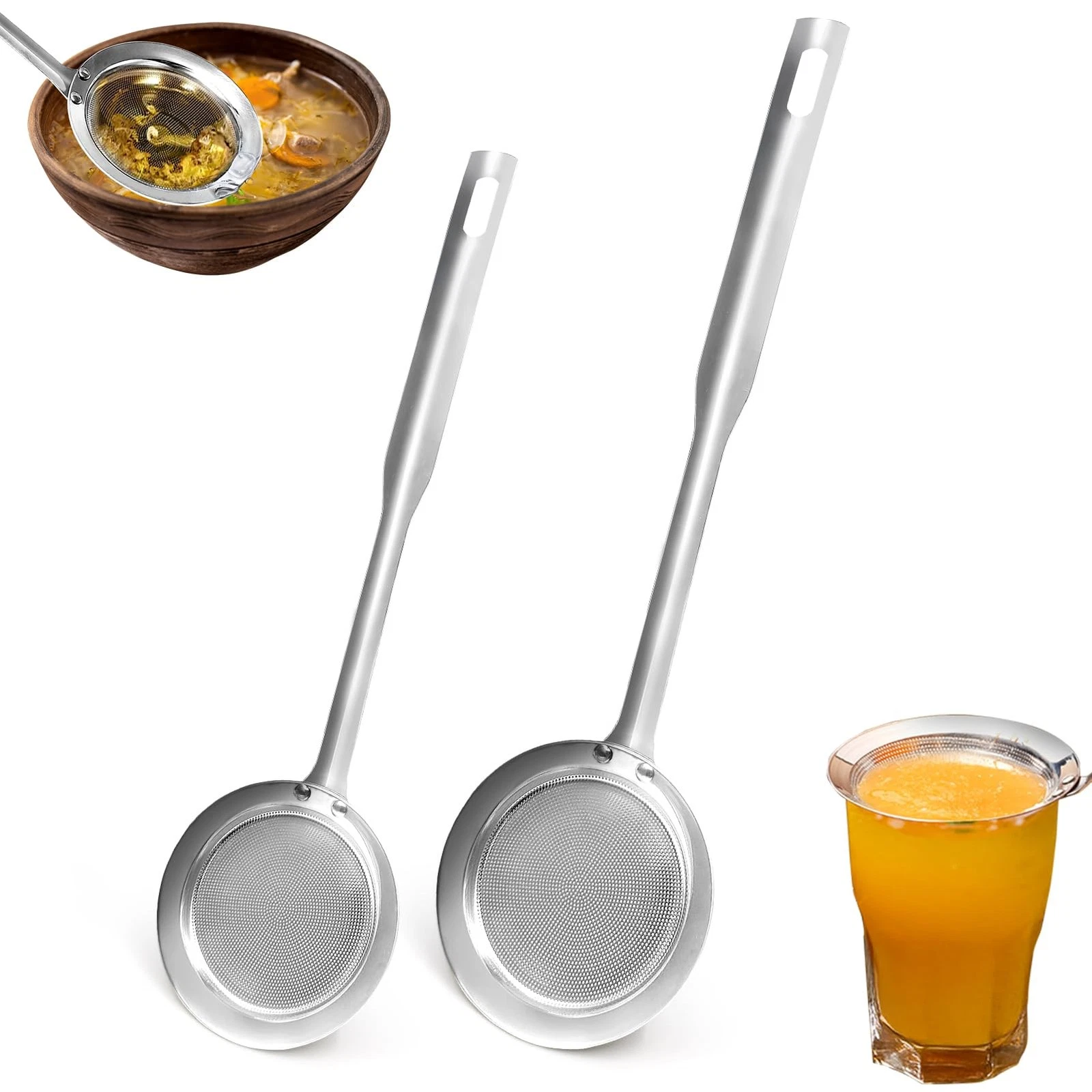Fine Mesh Stainless Steel Colander Spoon, Sieve Fine Mesh Strainer with Long ...