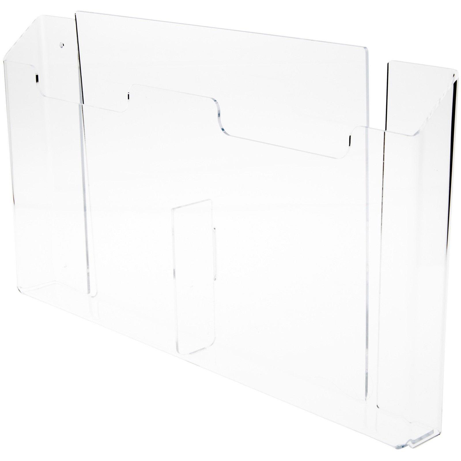 Plymor Acrylic 2-Pocket Paper Holder (Wall Mount), Fits 8.5" x 11" Items