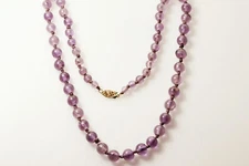 Beautiful 17" Amethyst Beaded Necklace 14K Yellow Gold Clasp 22.4g (NEC4115)