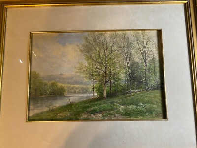 #ad #ad Superb Carl Phillip Weber 1849 1922 quot;Steam And Landscape Scenequot; WC Painting $973.38