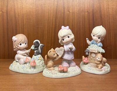 Precious Moments - Set of 3 Lovely Figurines with Animals And