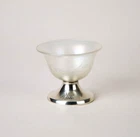 Antique Gorham Sterling Steuben Verre De Soie Iridescent Glass Salt Cellar