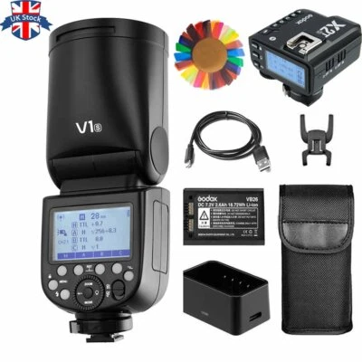 Flash fotocamera speedlight testa rotonda Godox V1S V1-S TTL 2,4 G UK + X2T-S per Sony