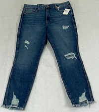 Good American Blue Jeans Flat Front Zipper Fly Skinny Cropped Womens Size 12/31