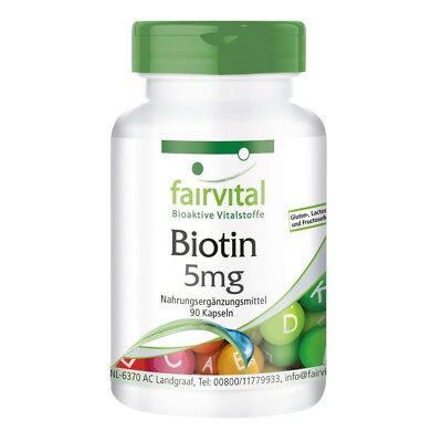 Biotin 5 mg - 90 Kapseln Vitamin B-7  für Haut, Haare & Nägel, VEGAN | Fairvital