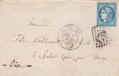 1871 LETTER WITH 20 C BORDEAUX TIII r2 GRANVILLE SUP sleeve 
