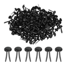 200 PCS Paper Brass Fasteners Split Pins Pastel Mini, Black, 6 x 12 mm